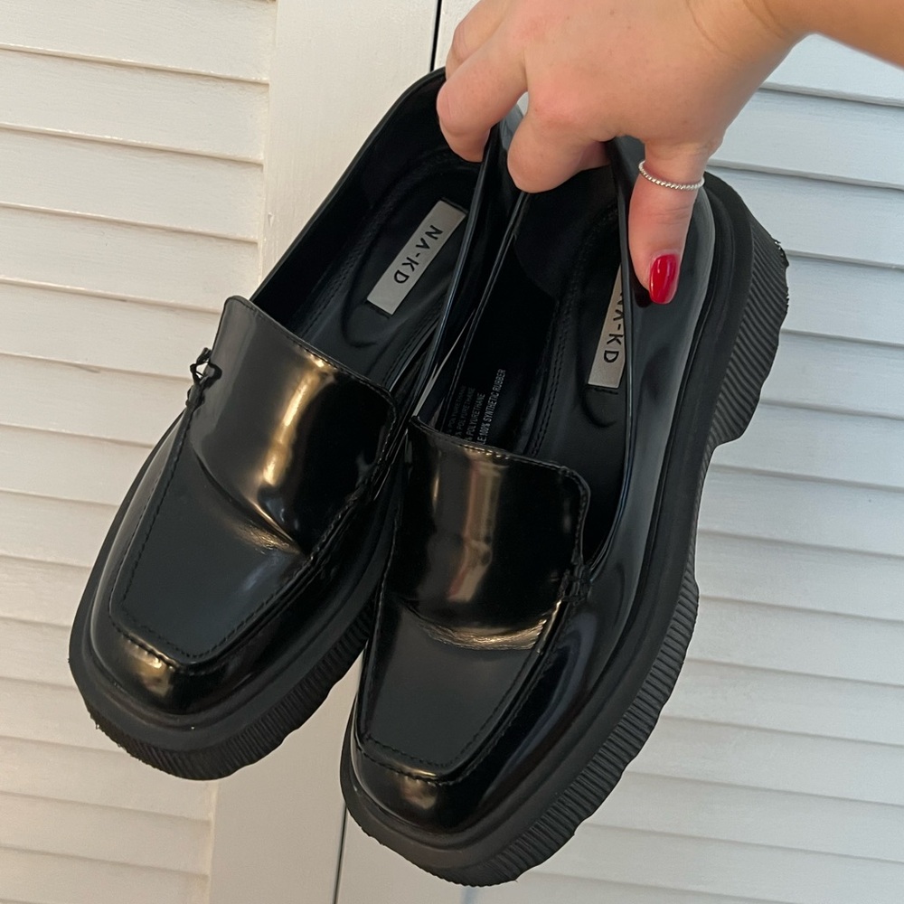NAKD Black Platform Loafers
